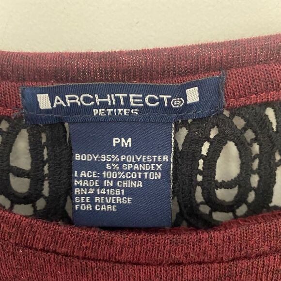 Architect Maroon Blouse with Black Lace Detail | Size MP - Picture 4 of 4
